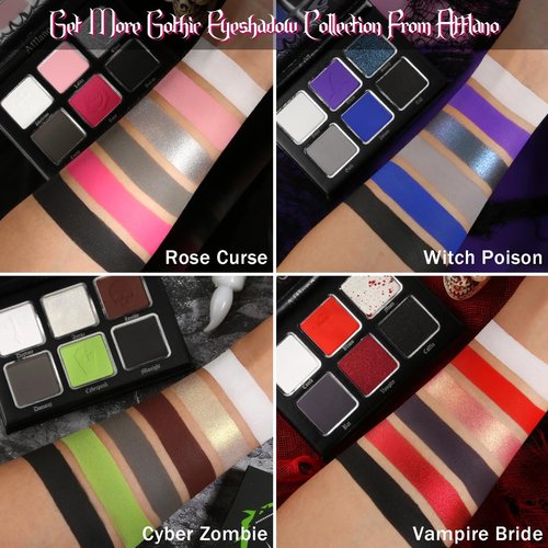 Afflano Red Black Eyeshadow Goth Makeup Palette, Vampire Blood Red Halloween Makeup Palette, Burgundy Dark Smokey Eye Shadow Palette Pigmented, Smoky Eyes Black Red Eyeshadow Costume Clown SFX Makeup