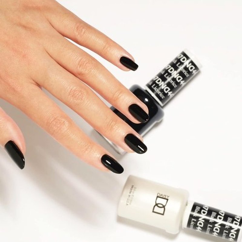DND Gel Black Polish Set - UV/LED Gel Polish & Air Dry Nail Lacquer Duo | Chip-Free, 0.5 Fl Oz Each