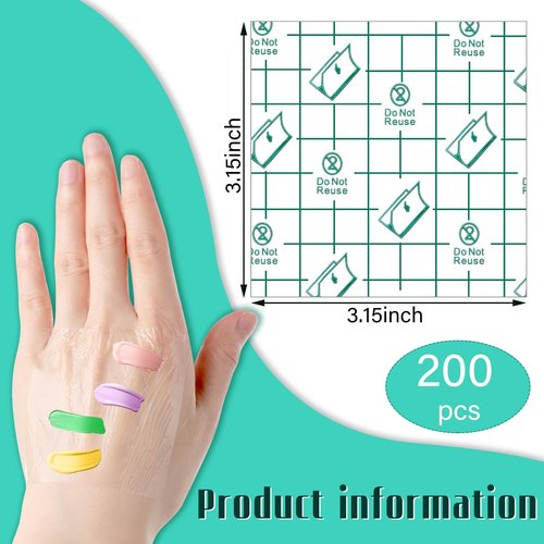 Linyuthia 200 Pieces Makeup Hand Palette Single Use Waterproof Makeup Mixing Palette Disposable Foundation Mixing Tray Adhesive Artist Cosmetic Tape for Women(3.15 x 3.15 Inch)