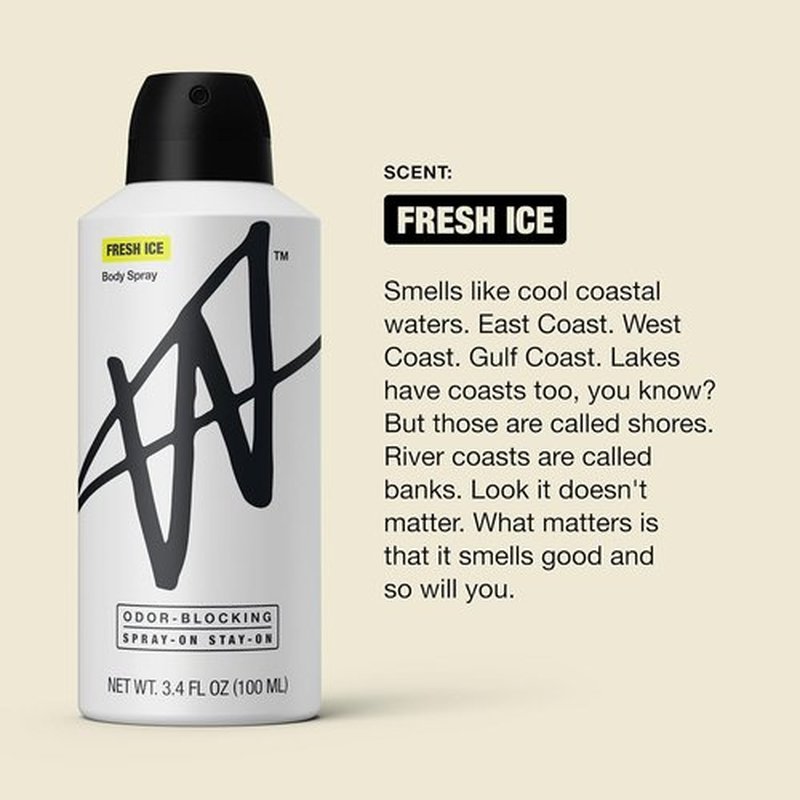 Jake Paul Fresh Ice Body Spray for Men - Odor Blocking Deodorant, Long Lasting Protection, 3.4 fl oz