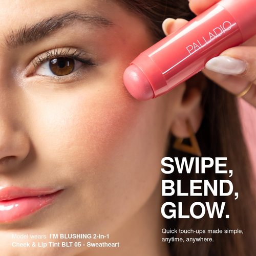 Palladio I'm Blushing 2-in-1 Cheek and Lip Tint - Buildable Cream Blush & Hydrating Multi Stick | Darling Shade
