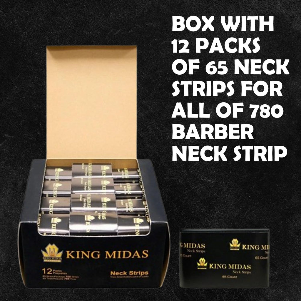 King Midas EmpireNeck Strips - 12 Pack Professional Stretch Paper Bands for Barber Salon Haircutting and Styling - Black