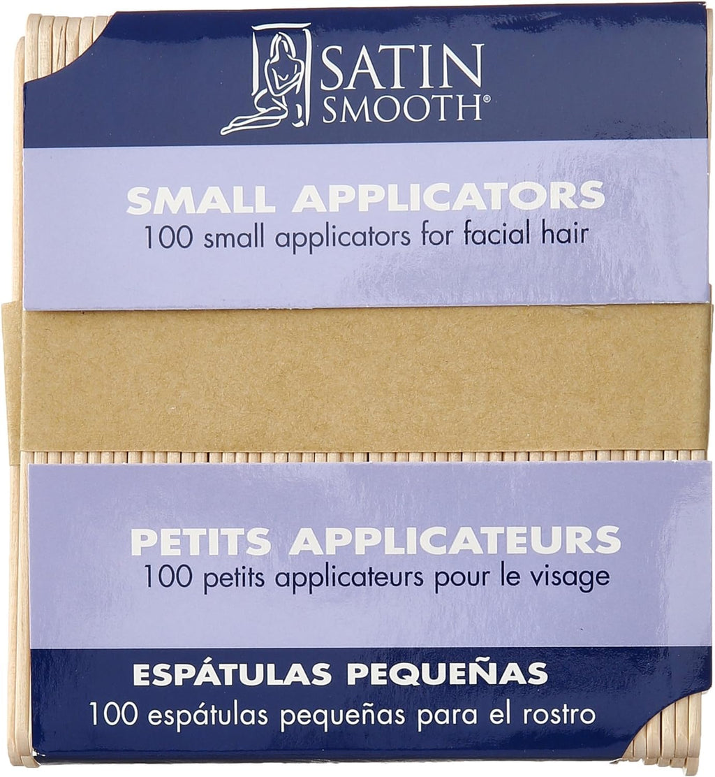 Satin Smooth Small Wax Sticks Applicators – Disposable Wooden Popsicle Sticks for Facial Hair Removal, Waxing Spatulas for Eyebrow Lip & Face Use, 100 Count