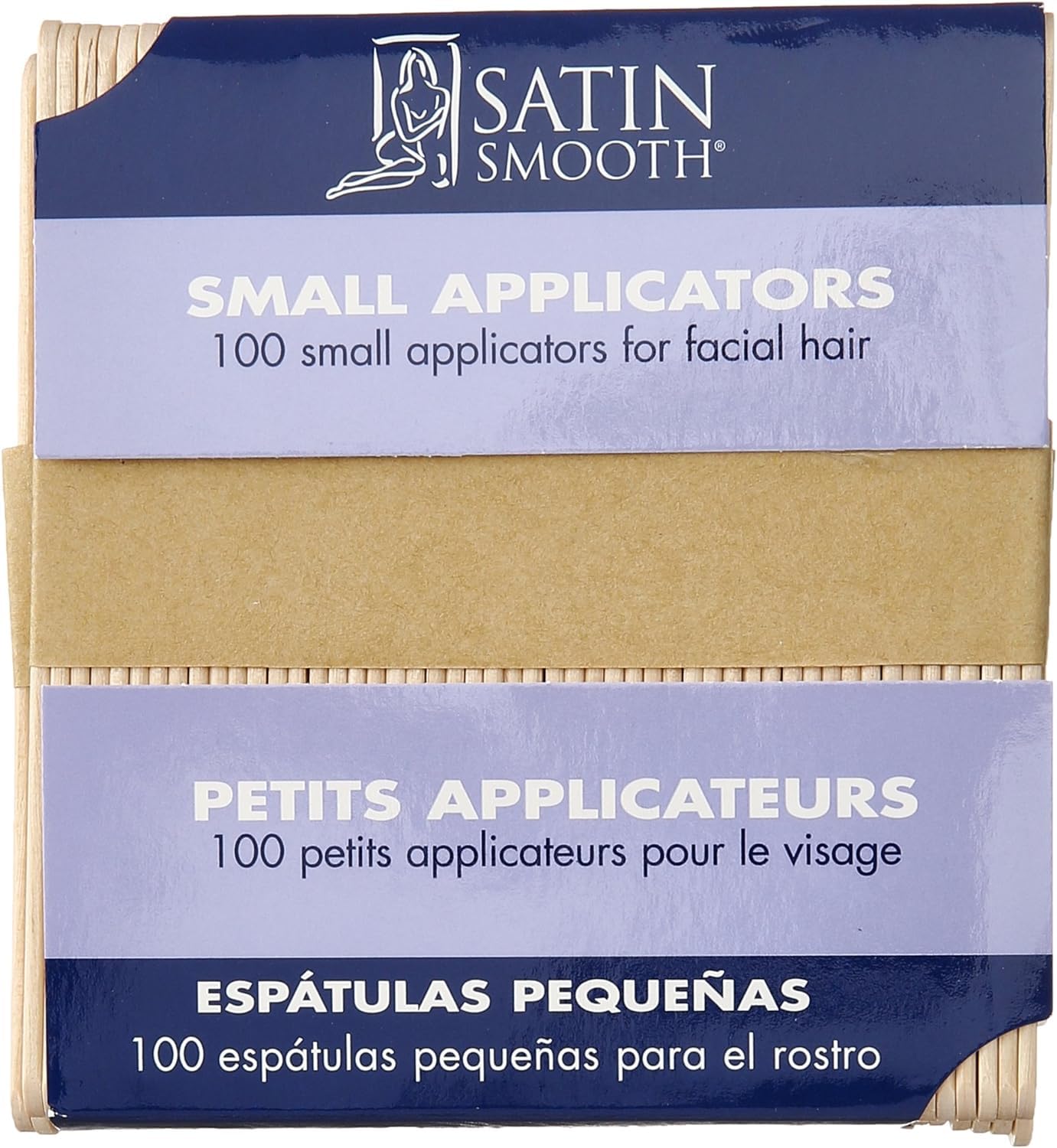 Satin Smooth Small Wax Sticks Applicators – Disposable Wooden Popsicle Sticks for Facial Hair Removal, Waxing Spatulas for Eyebrow Lip & Face Use, 100 Count