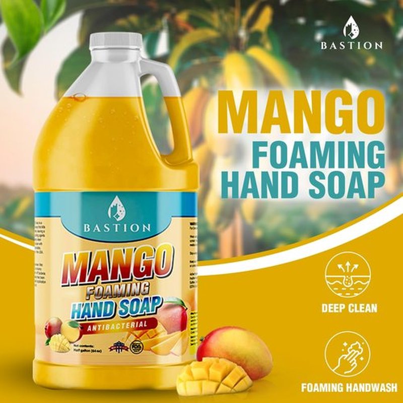 Bastion Antibacterial Hand Soap - Mango Scented Foaming Wash - 64 oz. Refill Jug | Non-Toxic & Made in the USA
