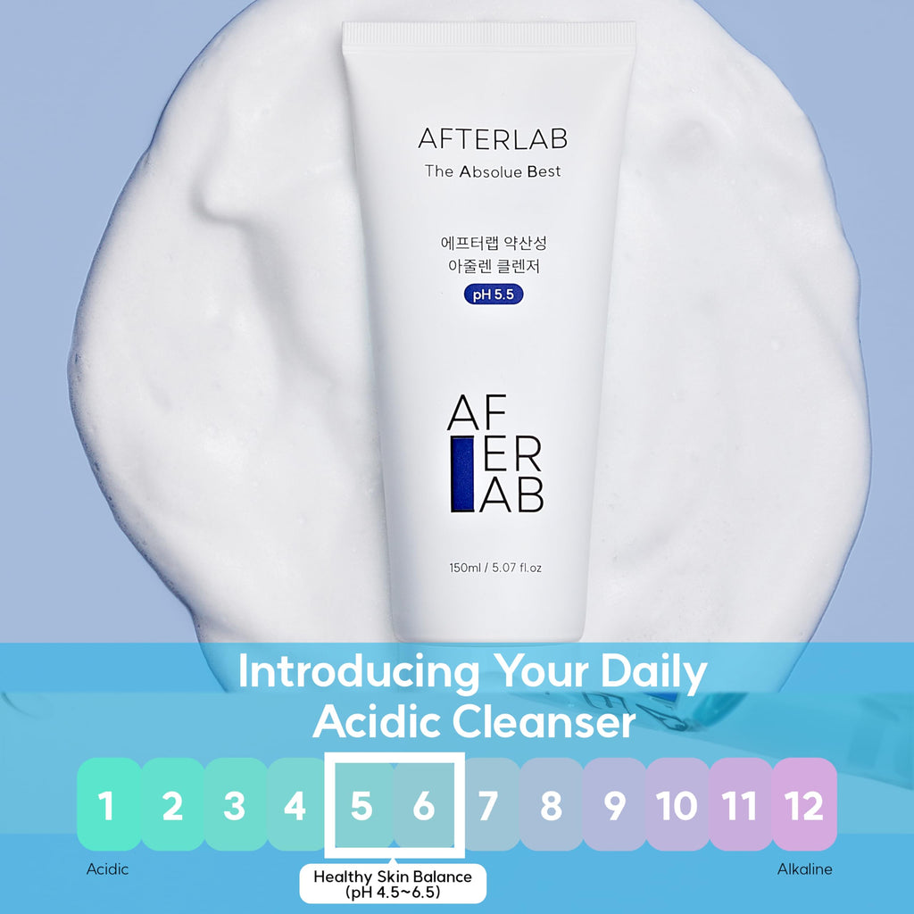 AFTERLAB Hydrating Foam Cleanser pH 5.5 with Azulene, Mild Acidic Facial Cleanser for Sensitive & Breakout-Prone Skin, Gentle Daily Face Wash for Men & Women, 5.07 fl oz