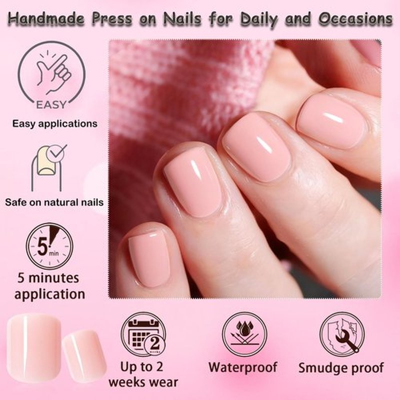 360pc Square Press on Nails Short Fake Nail, Nude Acrylic Nails Press on Nail Square Glue on Nails Nude False Nail Tips Full Cover Short Press-on Nails Artificial Fingernail for Women Teen Girls
