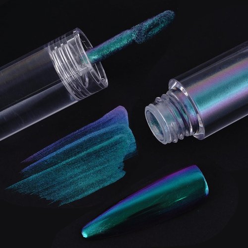 Liquid Aurora Powder Gradient Liquid Nail Powder Chrome Rainbow Mirror Effect Pigment High Gloss Nail Art Glitter Polish Kit Nail Art Accessories 9 Colors