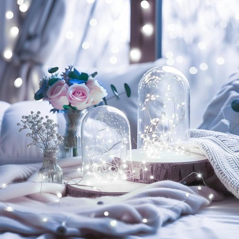 Minetom Fairy Lights - 100 LEDs Waterproof 33 Ft Starry String Lights on Silver Wire | Pure White for Parties & Weddings