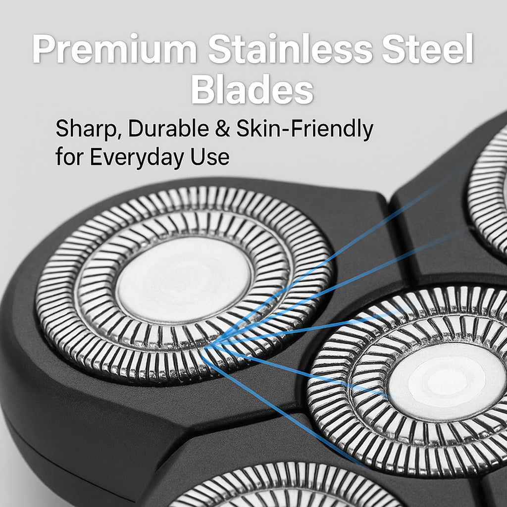 5-Head Replacement Blades for Men's Electric Head Shavers, Universal Snap-on Rotary Razor Refills, Professional Bald Head Grooming Blade with Cleaning Brush, Waterproof & Floating Design (1 Pack)