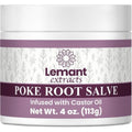 Lemant Organic Poke Root and Castor Oil Salve (4 oz) - Herbal Poke Root Salve infused with Castor Oil, Calendula, Plantain, Red Clover, Boswellia, Shea Butter, and Lavender