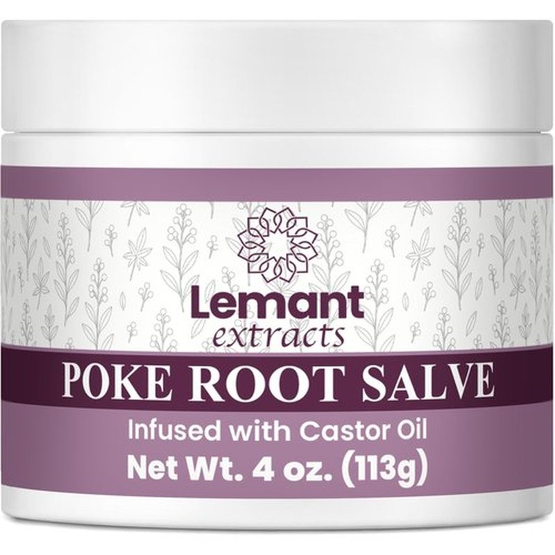 Lemant Organic Poke Root and Castor Oil Salve (4 oz) - Herbal Poke Root Salve infused with Castor Oil, Calendula, Plantain, Red Clover, Boswellia, Shea Butter, and Lavender