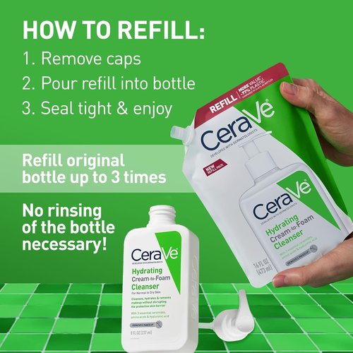 CeraVe Hydrating Foaming Cleanser - Makeup Remover for Dry Skin | Fragrance-Free, 16 oz Refill