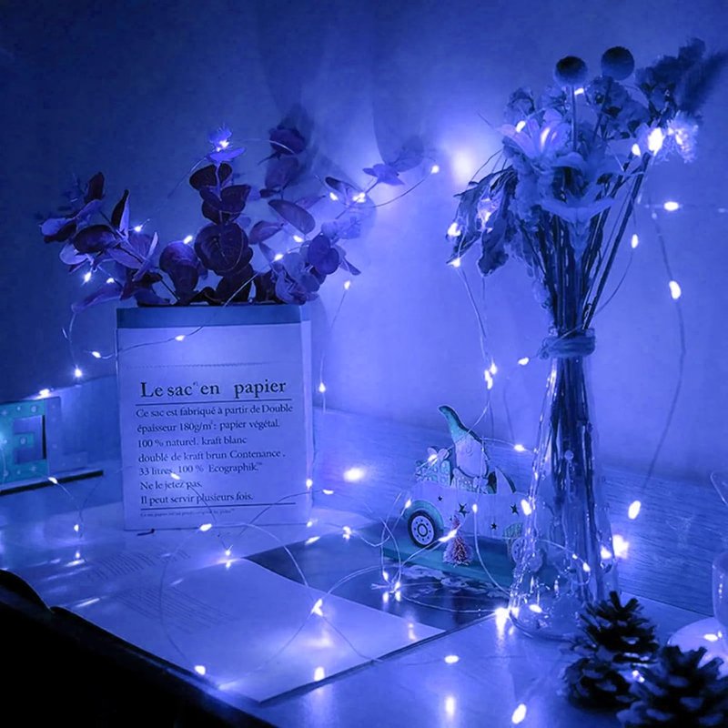 Blue Fairy Lights by [Brand Name] - 50 Pack 7Ft 20 LED Twinkle String Lights | Battery Operated & Waterproof for Weddings, Parties, & Holidays