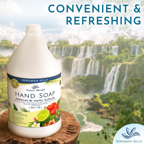 BERGMAN KELLY Hotel Liquid Hand Soap Refill (Tropical Waterfall Scent), Refreshing Hand & Body Soap, 1 Gallon (128 fl oz)