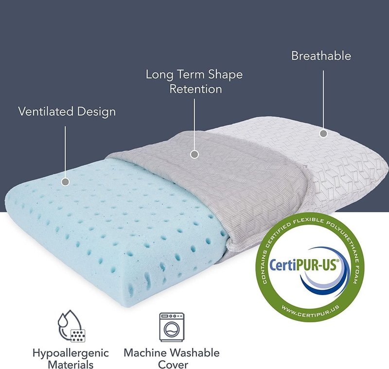 Vaverto Small Memory Foam Camping Pillow - Medium Firm, Breathable Cover, Machine Washable