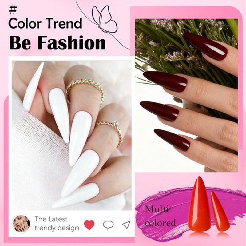 LuckForever 576pc Stiletto Press on Nails Long Fake Nails with Adhesive Tabs, Long False Nails Press ons Nail Stiletto Glue on Nails Artificial Fingernail Acrylic Stick Nail for Women Girls