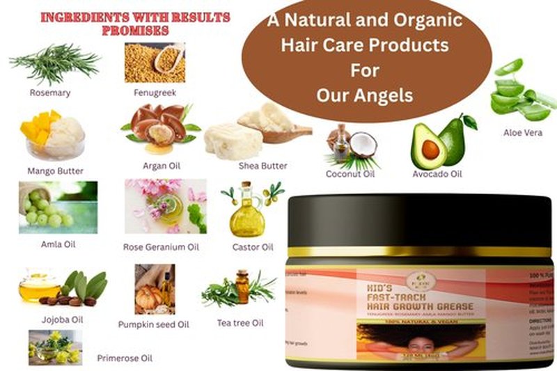 Kid's Hair Growth Grease with Raw Organic and Pure Batana Extract, Rosemary, Fenugreek, Amla oil Mango Butter. Improve Elasticity. Perfect Curly, coily and straight Hair types. 120 Ml