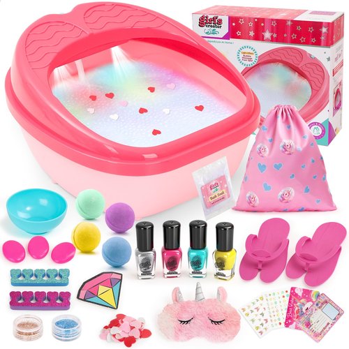 Kids Foot Spa Kit - Kids Spa Day Kit for Girls 4-12 Yrs. - Pedicure Foot Spa, Girls Spa Set Nails Art Salon Girl Stuff - Parties & Christmas Birthday Gifts for 5 6 7 8 9 10-12 Year Old Girl Gifts