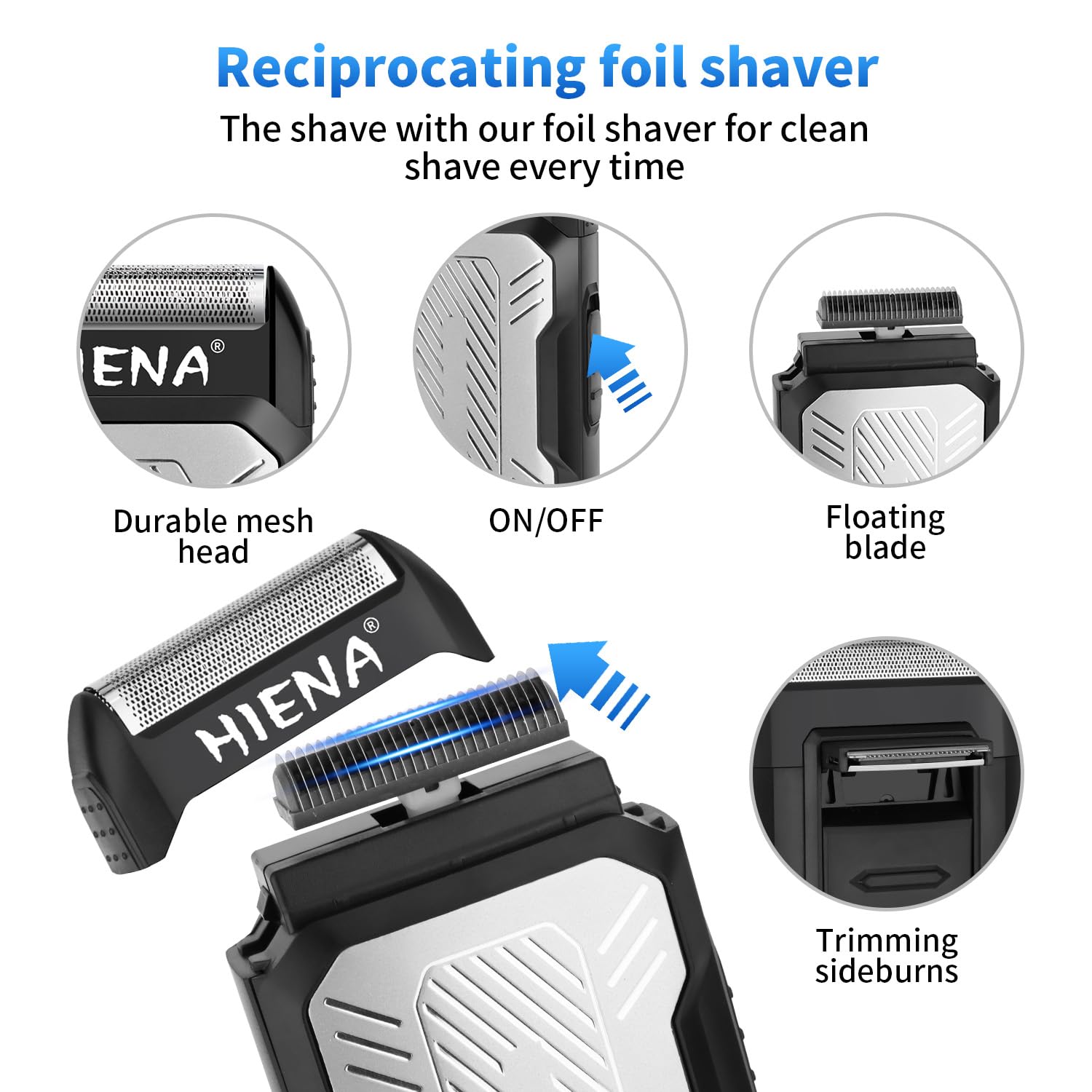HIENA PRO Professional Hair Clipper Set for Men, Cordless Barber Clippers Set and Trimmer Kit, Electric Beard Trimmer Foil Shaver & Men's Facial Grooming Tool Kit, Gifts for Men (212+LXY+816)
