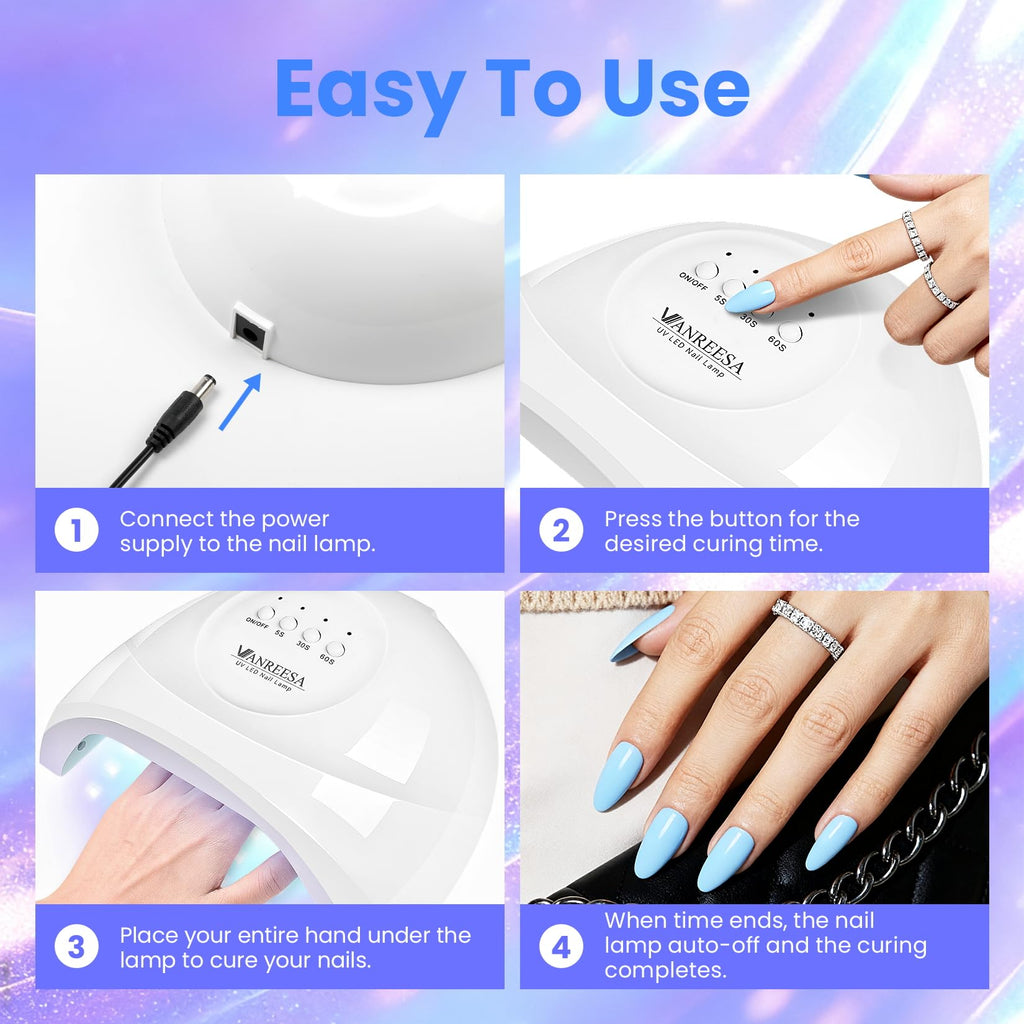 VANREESA U V Nail Lamp, 30 Beads LED U V Light for Gel Nails, U V Lamp for Gel Nail Polish with 3 Timers & Automatic Sensor, White Nail Dryer, Gifts for Women Girls