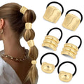 WHAVEL 6 Pcs Gold Hair Ties Hair Cuff Non-Damage Ponytail Holders Gold Hairs Accessories for Women