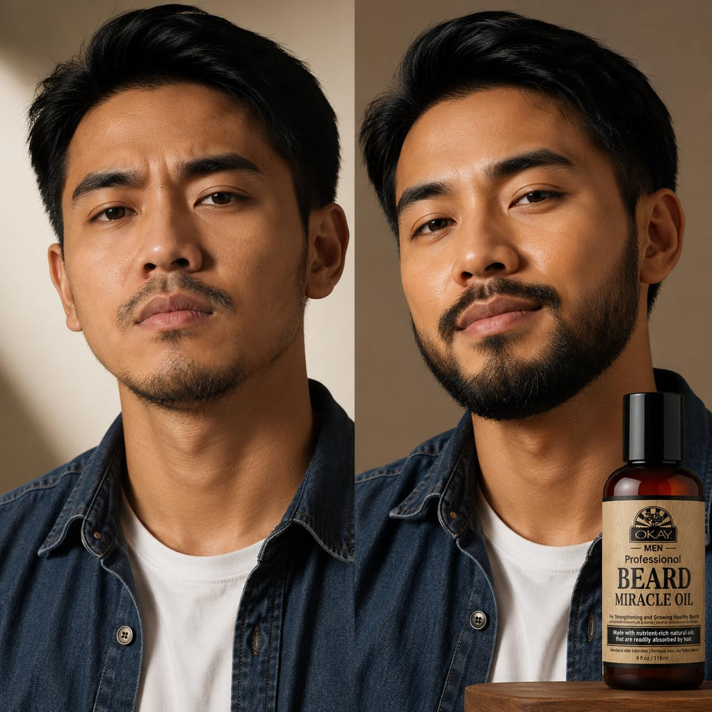 OKAY Men Beard Miracle Oil 4oz – Beard Softener & Moisturizer, Hydrating Beard Oil for Men, Reduces Itch & Beard Dandruff, Lightweight Non-Greasy Formula, Sulfate Paraben Silicone-Free