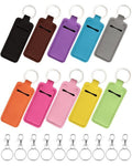 Meiiy Chapstick Holder Keychain Lip Balm Keychain Lipstick Sleeve Pouch Portable Pocket Lip Gloss Tube Holder Stocking Stuffers Gift for Women (10pcs-new)