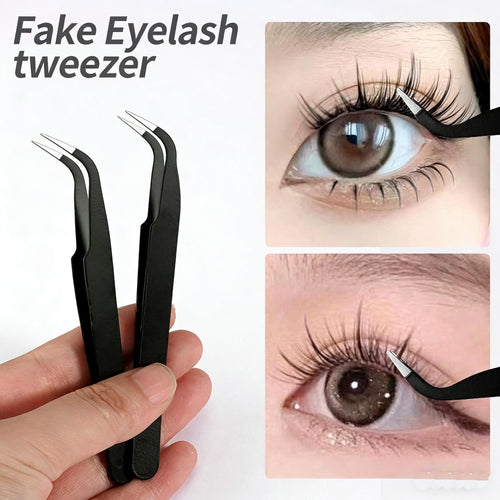 12 Pieces Tweezers for Crafting Stainless Steel Curved Pointed Tweezers with Protective Cover for Rhinestones Dried Flowers Craft Stickers Eyelash Extension Jewelry Making(Black)
