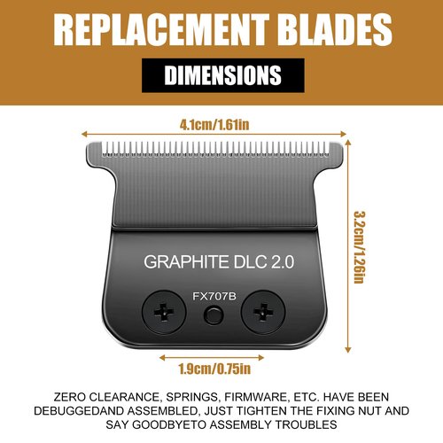 Trimmer Replacement Blade for Babyliss Pro All FX787 & FX726 Hair Trimmers,DLC 2.0 Clipper Replacement Blades Compatible with BaByliss Barberology Trimmer Blades,Black