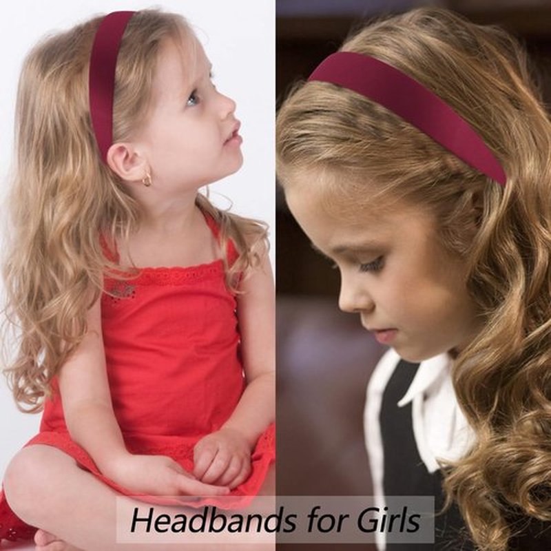 Atoden Satin Headbands for Women & Girls - Red, Burgundy Plain Headbands (1.18 Inch Wide) - Non Slip, Hard, Thin - DIY Crafts, Costume, Holiday & Christmas Gifts