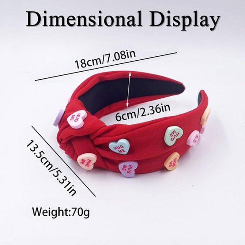 HIFANMM Valentines Day Headbands Red Knotted Heart Hair Bands for Women Girls, Hearts Candy Charm Hair Accessories, Non Slip Wide Top Knot Fashion Hair Decoration Party Supplies Hair Hoop 1 Pcs