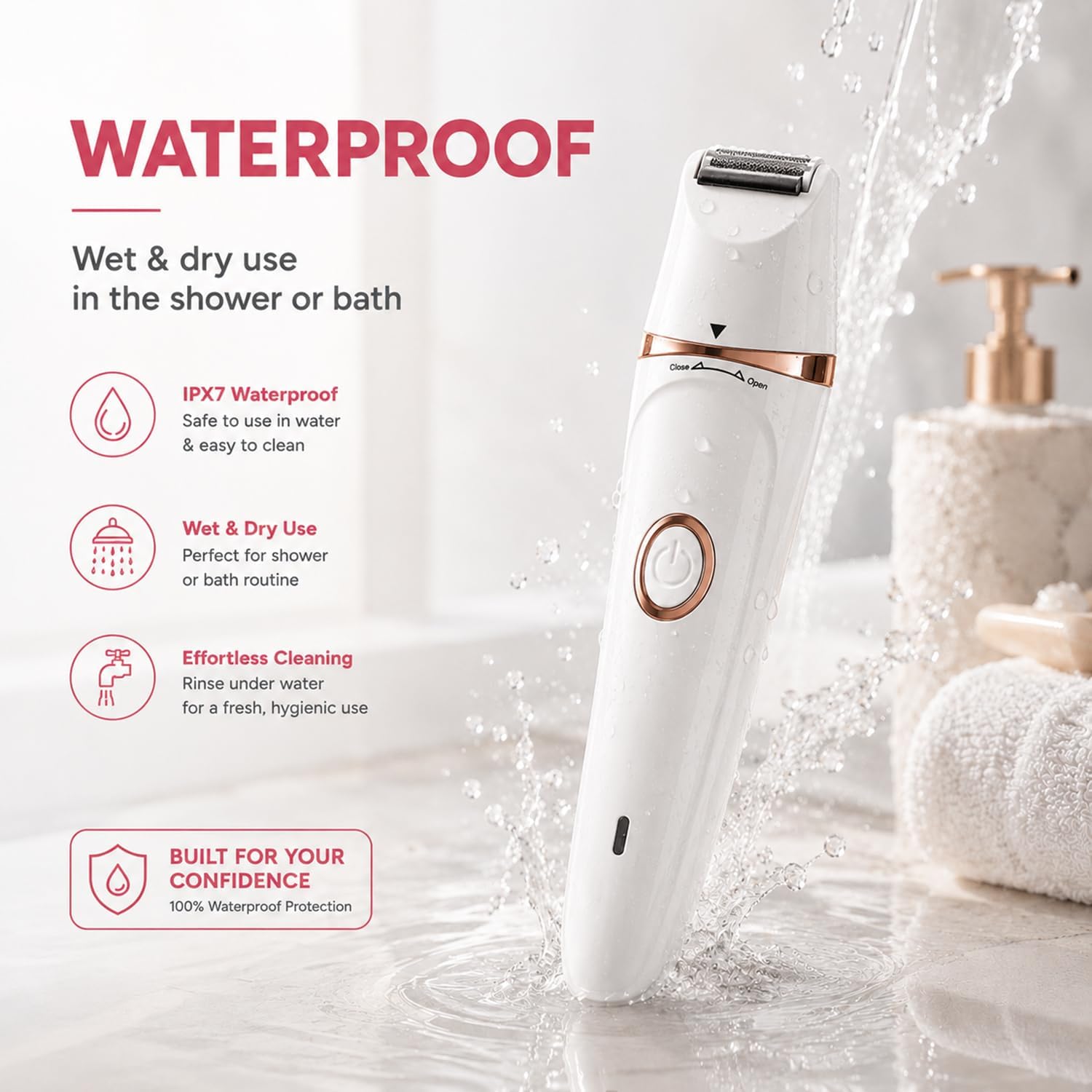 7-in-1 Electric Razors for Women,Bikini Trimmer for Women, Waterproof & USB Rechargeable with Body Hair Trimmer,Eyebrow Trimmer, Nose Hair Clipper,Callus Remover &Facial Cleansing Brush,Gifts for Lady