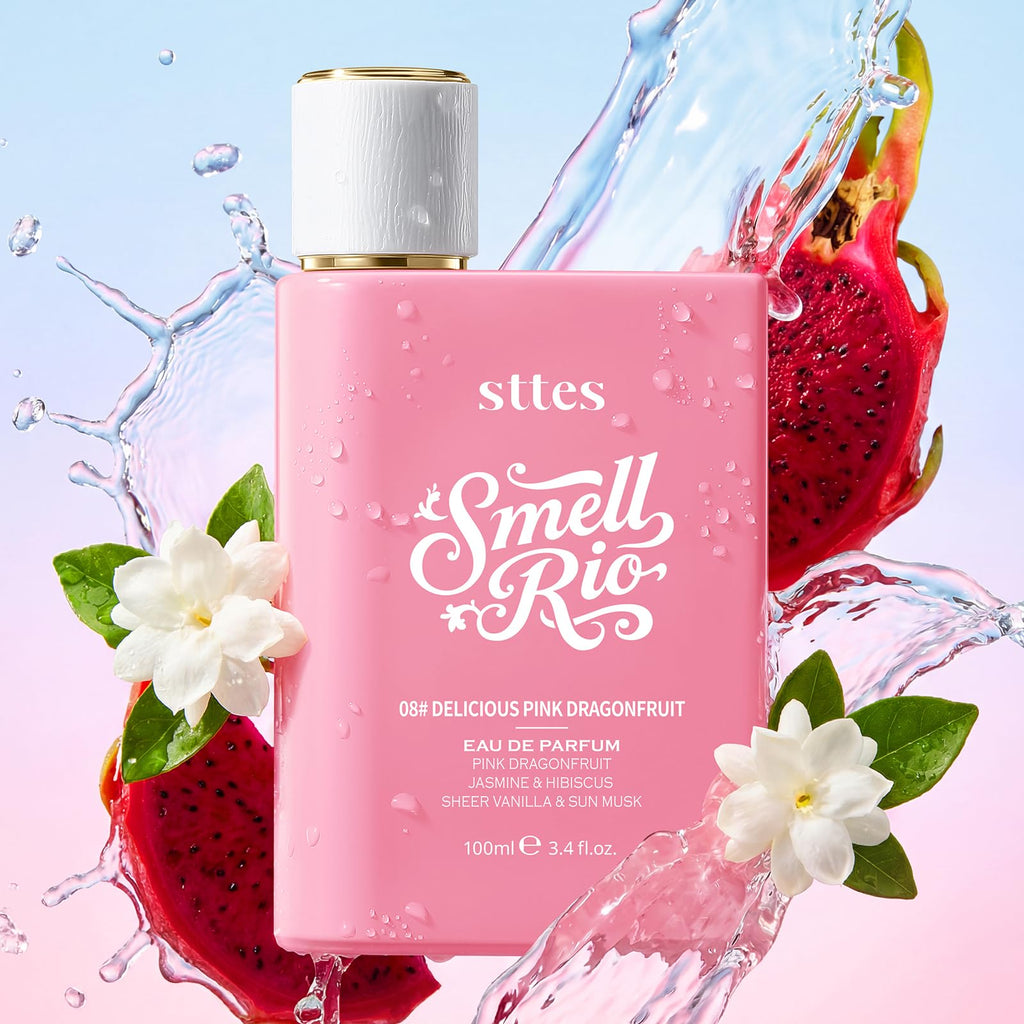 Sttes Smell Rio 08# (Delicious Pink Dragonfruit) Eau de Parfum for Women, Fruity Floral Perfume with Pink Dragonfruit, Lychee, Jasmine, Hibiscus, Vanilla & Sun Musk, 100ml/3.4 Fl Oz