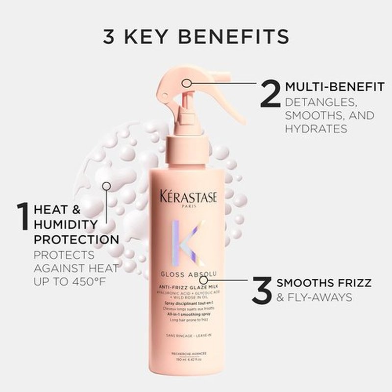 Kerastase Gloss Absolu Anti-Frizz Glaze Milk - Hydrates, Detangles & Smooths for Long Hair | Heat & Humidity Protection
