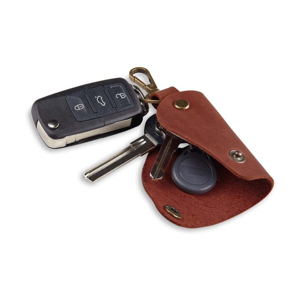 MAKYN Leather Wrap Keychain, Key Holder Pouch Keychain, Car Key Holder, Motorcycle Key Holder Organizer, Key Holder with Keyring (Cognac)