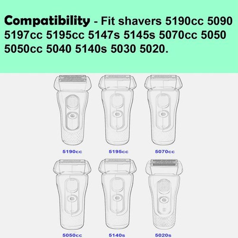 Braun 52B Series 5 Replacement Head - Wet & Dry Foil and Cutter for 5190cc, 5090, 5020 (2 Count)