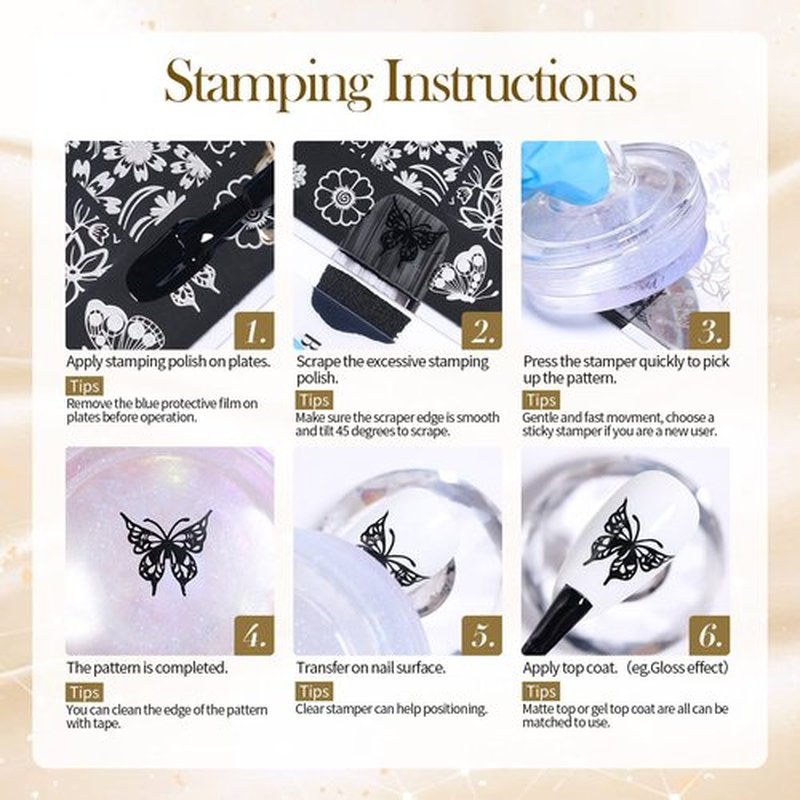 BORN PRETTY Nail Art Stamping Polish White Black Manicure Image Stamp Polish Set Print Polish Varnish 2 Bottles 10ml 0.34fl oz