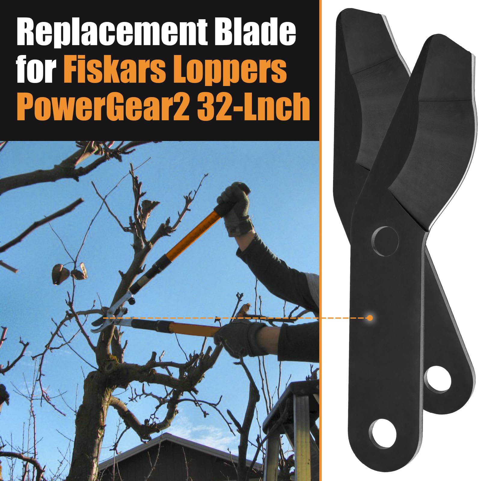 2 PC Steel Lopper Blades Replacement for Fiskars PowerGear 25"/31" & PowerGear 2 27"/32", Coated for Gardening Tools