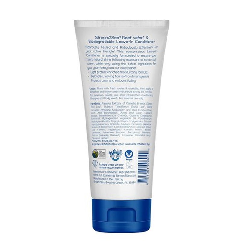 Stream2Sea Leave-In Hair Conditioner - Detangles & Replenishes Moisture | Natural, Reef Safe, UV Protection, Sulfate & Paraben Free