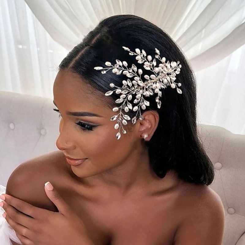 Mpoikba Bride Headpiece, Bridal Hair accessories, Elegant Wedding Hair Pieces for Brides(Silver)