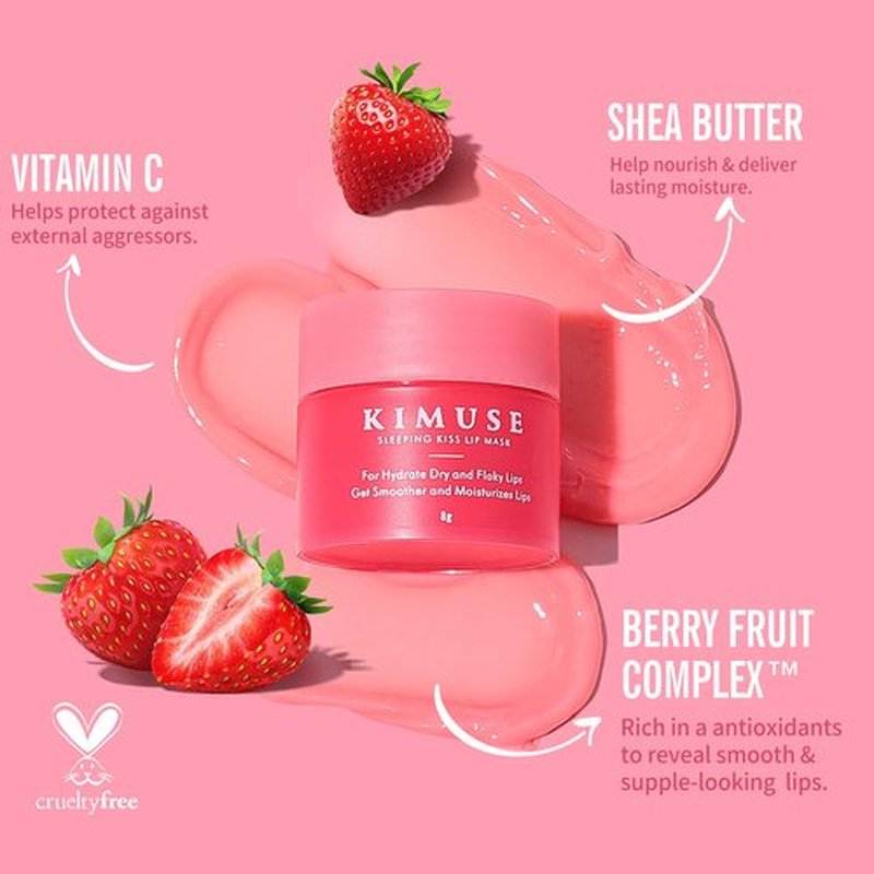 KIMUSE Lip Mask Set, 4PCS Lip Sleeping Mask Overnight Treatment Lip Care Products, Moisturize & Nourish, Cracked Dry Lips, Intense Hydration with Shea Butter (SET)