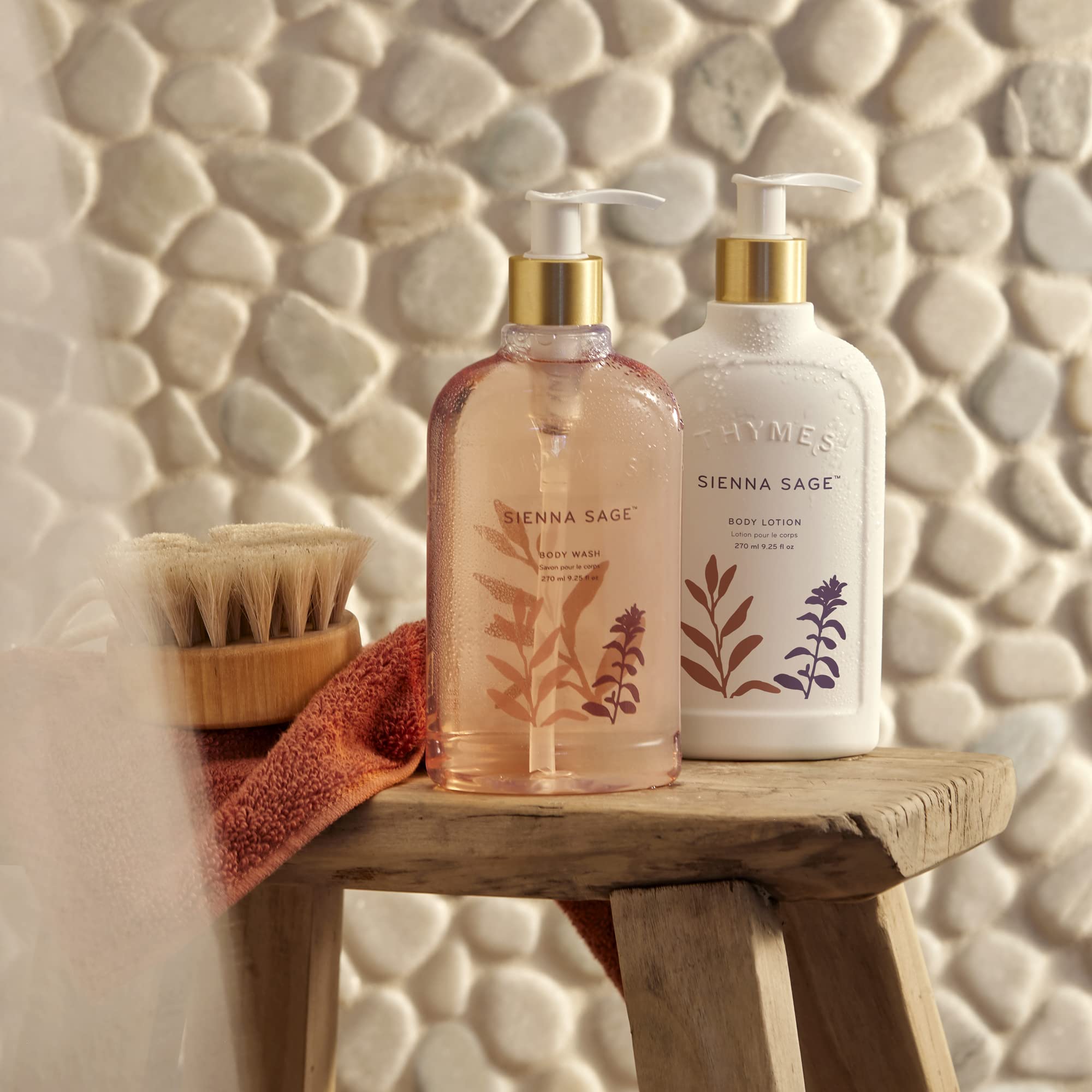 Thymes Moisturizing Body Wash with Pump - Body Soap - Bath Products - Skin Care - Liquid Soap with Notes of Warm Palo Santo Wood, Soft Amber, & Clary Sage (Sienna Sage, 9.25 fl oz)