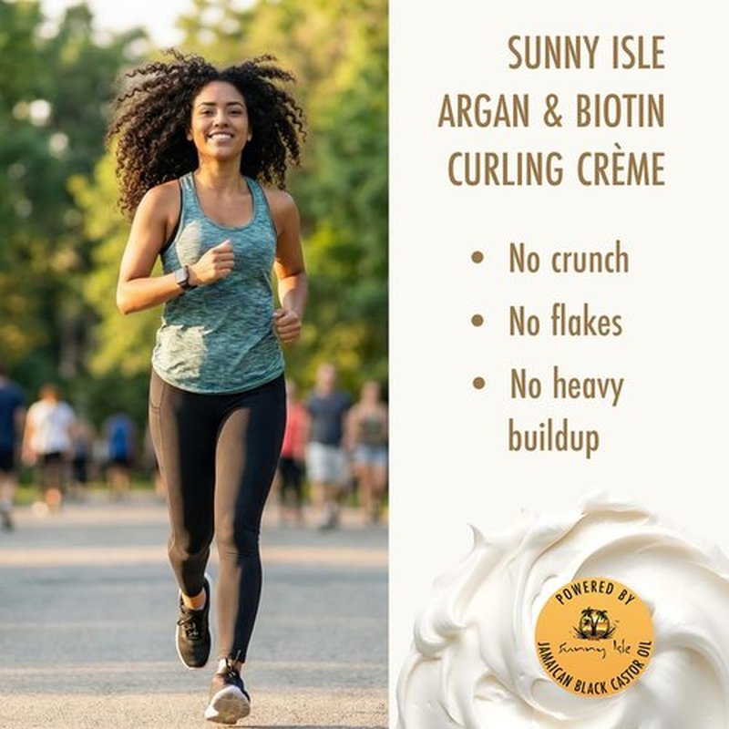 Sunny Isle Argan & Biotin Curling Cream - Lightweight, Curl Enhancing Crème, Paraben Free 16oz