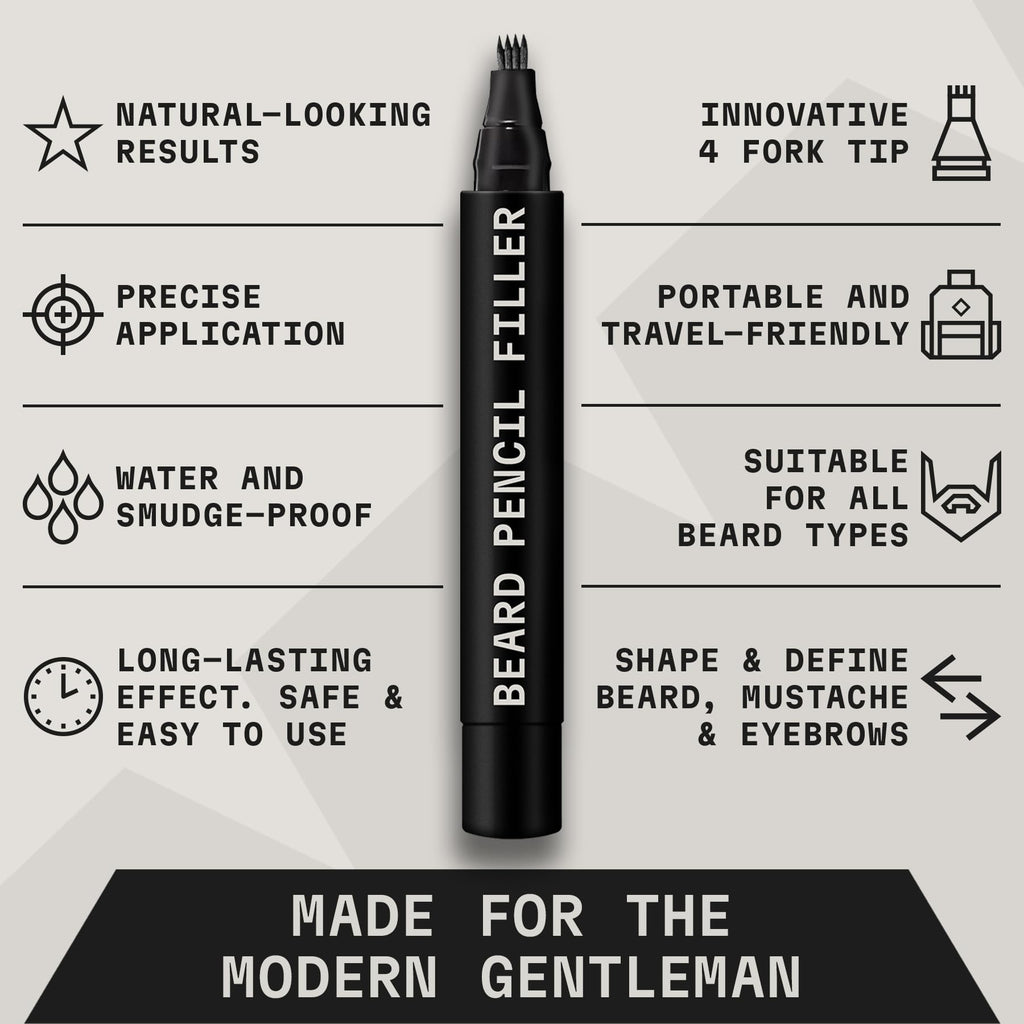 Striking Viking Vanilla Beard Oil (Large 2 oz.) and 4-Tip Beard Pencil Filler for Men (2 pack) with Brush
