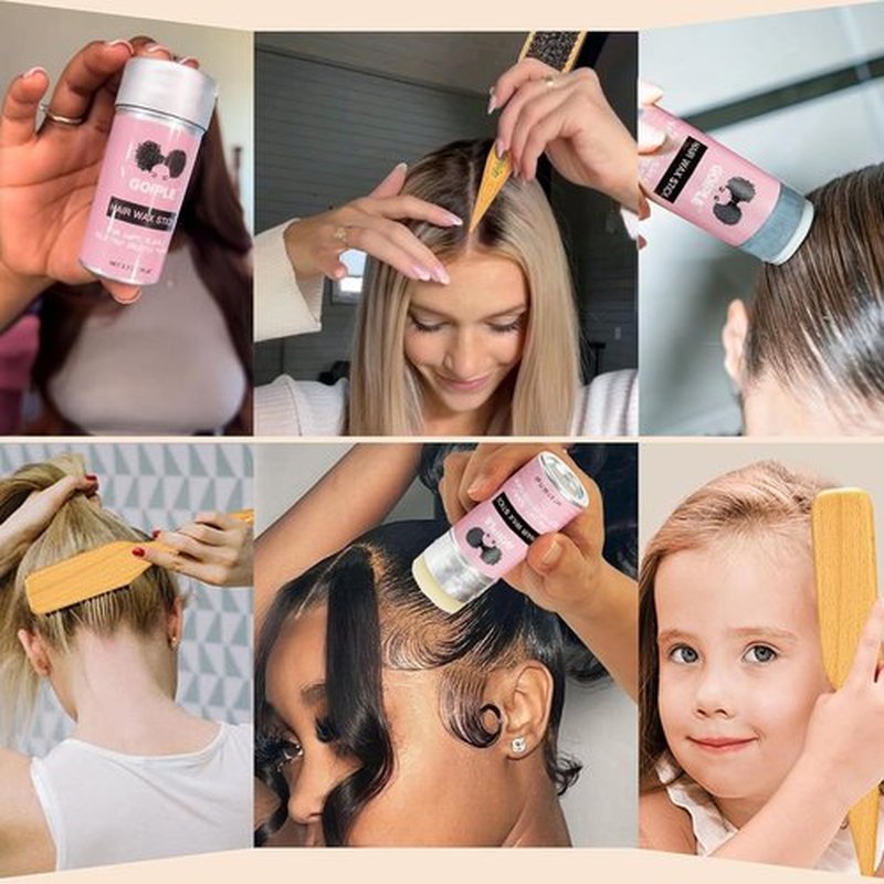 Slick Back Hair Brush Set Teasing Boar Bristle Brush, Hair Wax Stick, Edge Brushes, Rat Tail Comb, Teasing Comb, Wooden Slickback Hairbrush Accessories, Smoothing Combs for Women & Kids (5PCS)