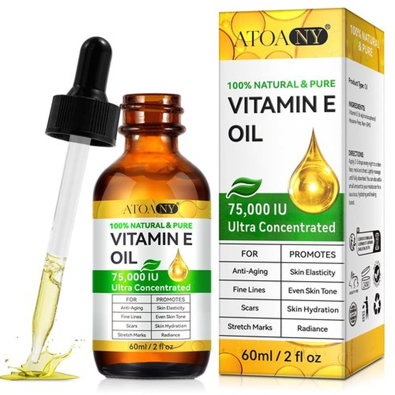 ISUNRISE Vitamin E Oil 2 Fl Oz Ultra Concentrated 100% Pure Vitamin E Oil for Skin, Scars, Face, Hair, Natural Body Oil, Hexane-Free, Non-GMO