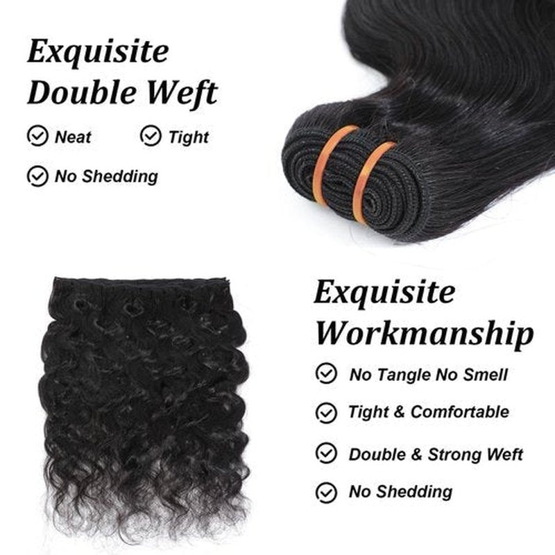 PIAPIA 16A Raw Body Wave Human Hair Bundles Human Hair 100% Unprocessed Brazilian Boutique Virgin Hair Extensions,Double Wefts,Triple Lifespan (Body Wave 1 Bundle, 22 inch)
