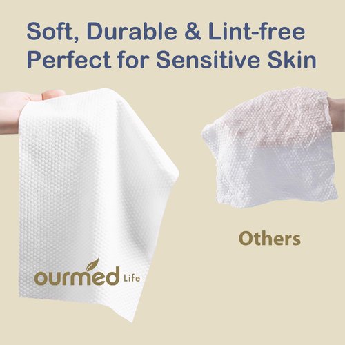 Ourmed Life Compressed Towel Tablets – Portable, Individually Wrapped Disposable Face Towels, Quickly Expand with Water, Soft & Lint-Free, 12‘’x10‘’ for Travel, Camping, Hiking, Backpacking (56 Count)