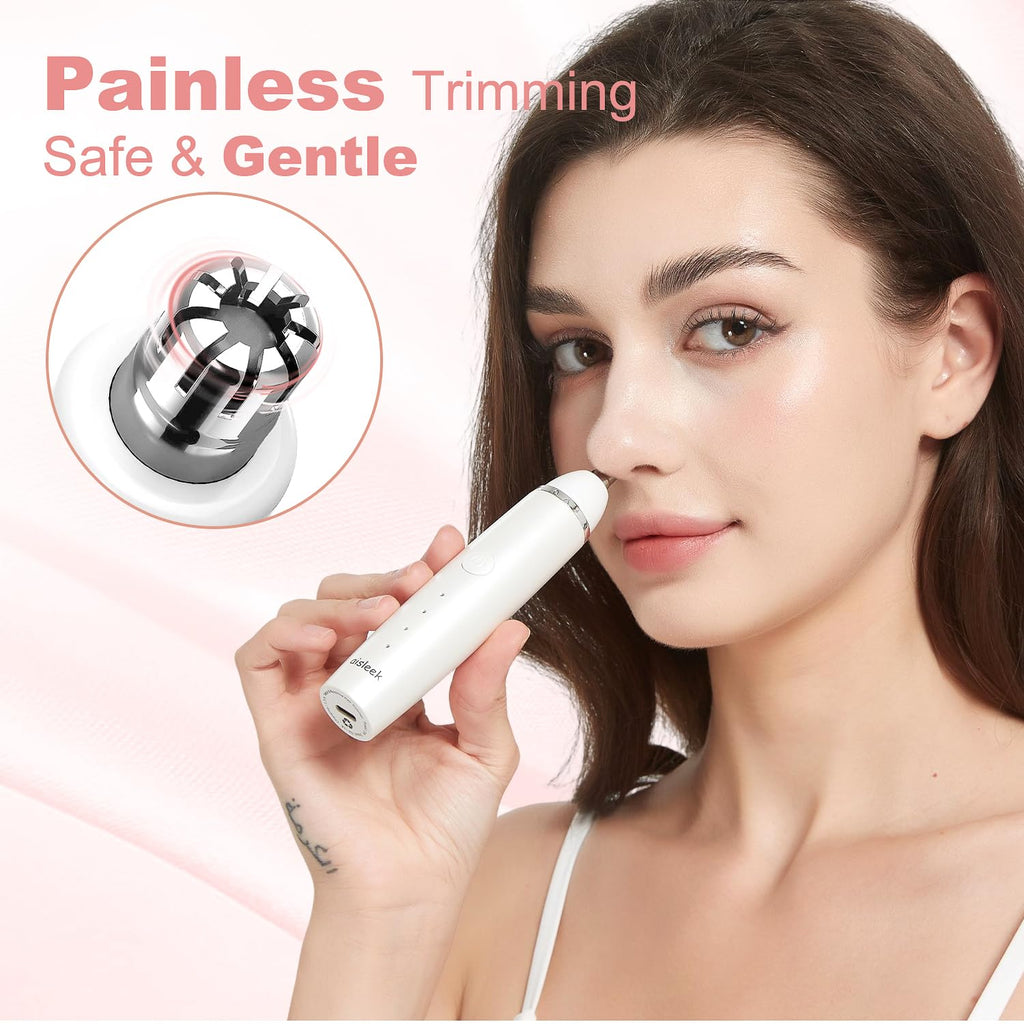 Nose Hair Trimmer for Women & Men, 3-in-1 Facial Hair Remover for Peach Fuzz, Eyebrow Trimmer, Shaper & Shaver, Ear & Face Grooming Kit, USB-C Rechargeable, Painless, Dry Use, Compact & Travel-Ready